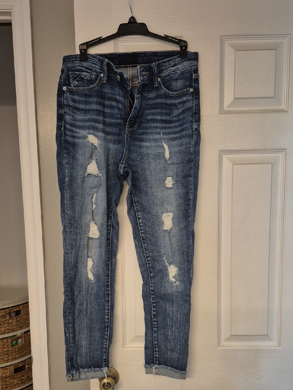 Buckle Skinny Ripped Blue Jeans